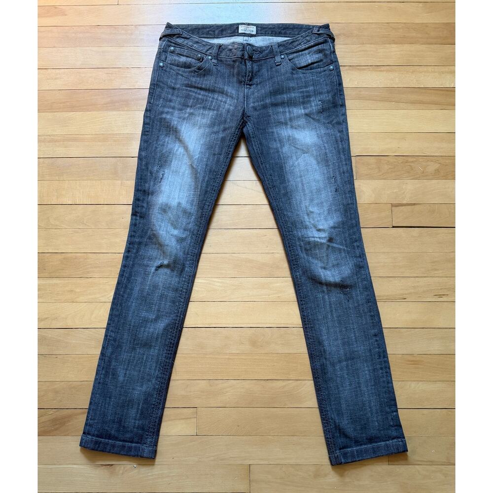 Y2K Free People Jeans Size 28 Gray Wash Straight Leg Distressed Denim